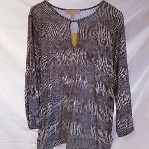 NWT MICHAEL KORS BLOUSE navy blue/white sz L